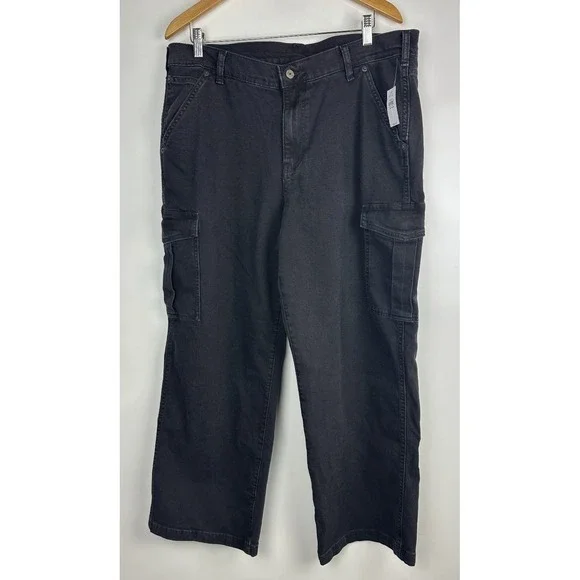 NWT Gap Mid Rise '90s Loose Cargo Jeans Washed Blk Grunge Baggy Skater Sz 33 16 - Picture 2 of 16